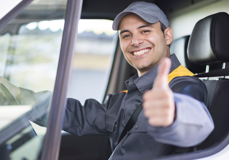 delivery driver smiling